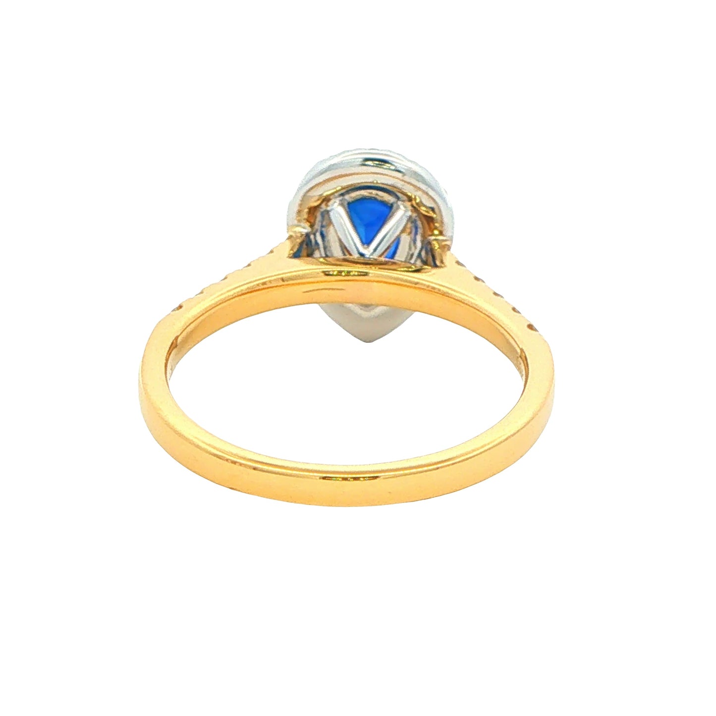 Pear Shaped Sapphire and Diamond Halo Style Ring Gardiner Brothers