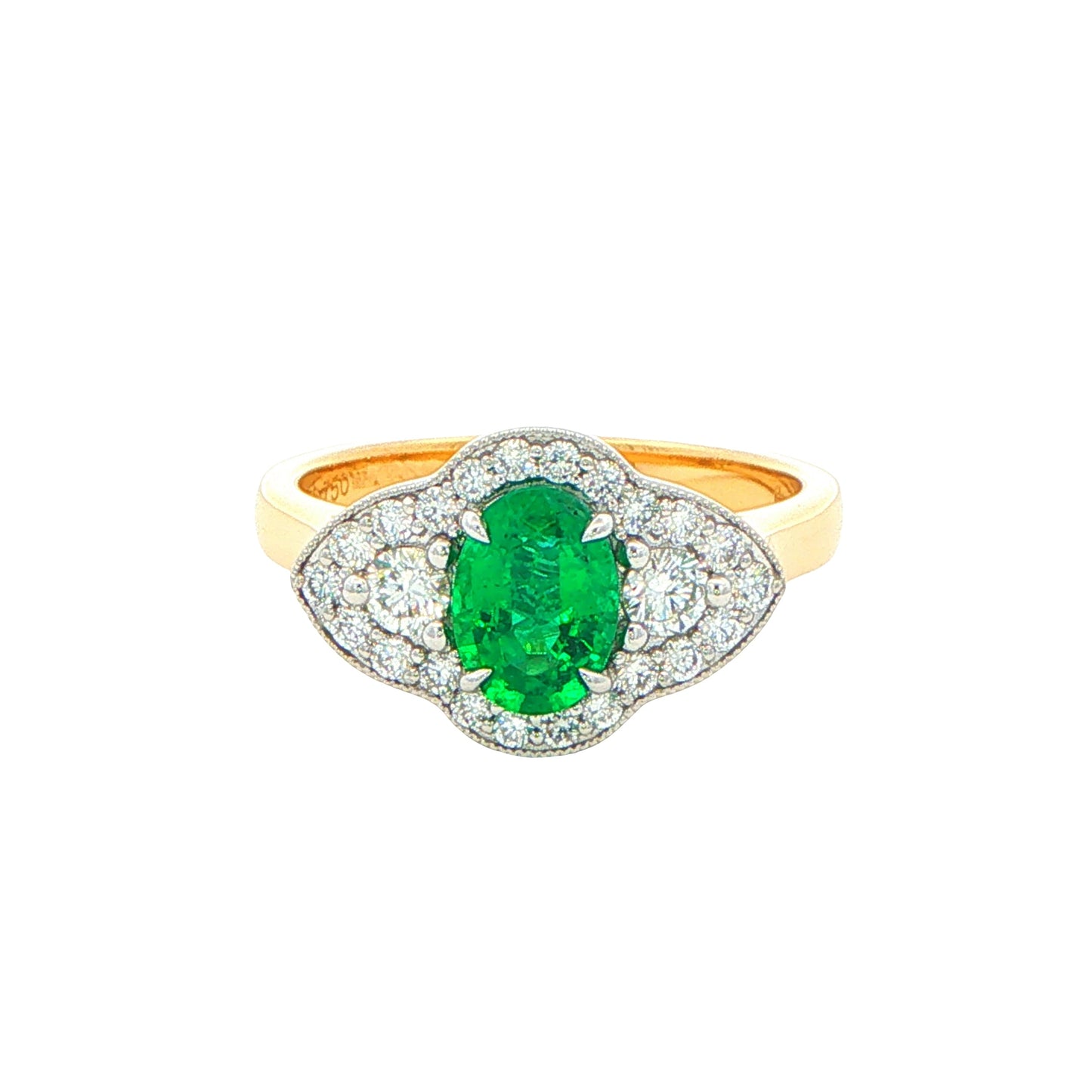 Emerald and Diamond Vintage Style Cluster Ring Gardiner Brothers