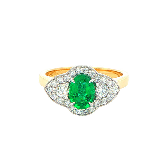 Emerald and Diamond Vintage Style Cluster Ring Gardiner Brothers