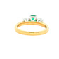 Octagonal Emerald and round brilliant cut diamond 3 stone ring