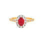 Oval Shaped Ruby and Round Brilliant Cut Diamond Halo Ring