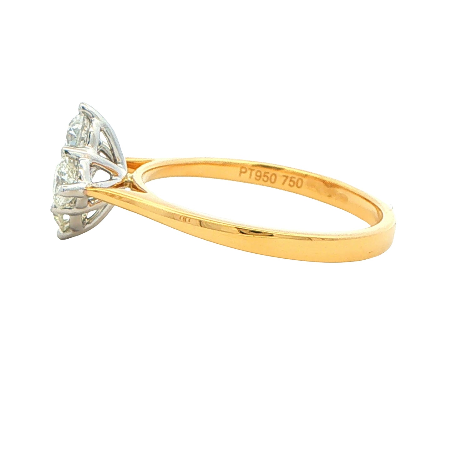 Yellow Gold Round Brilliant Cut Diamond 4 Stone Cluster Style Ring - 1.31cts