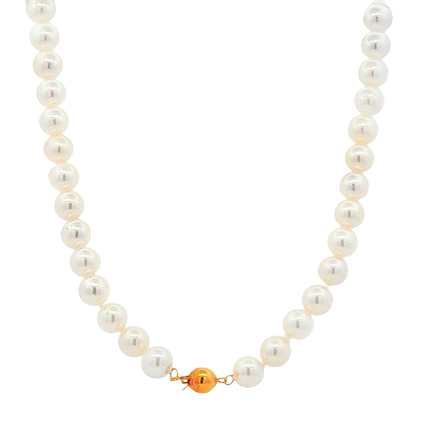 Yellow Gold Akoya String of Pearls : 7-7.5mm