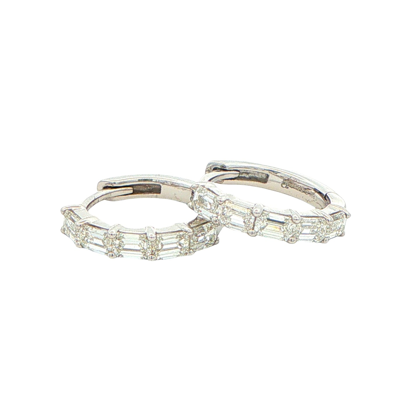 Emerald Cut Diamond Hoop Earrings - 0.93cts