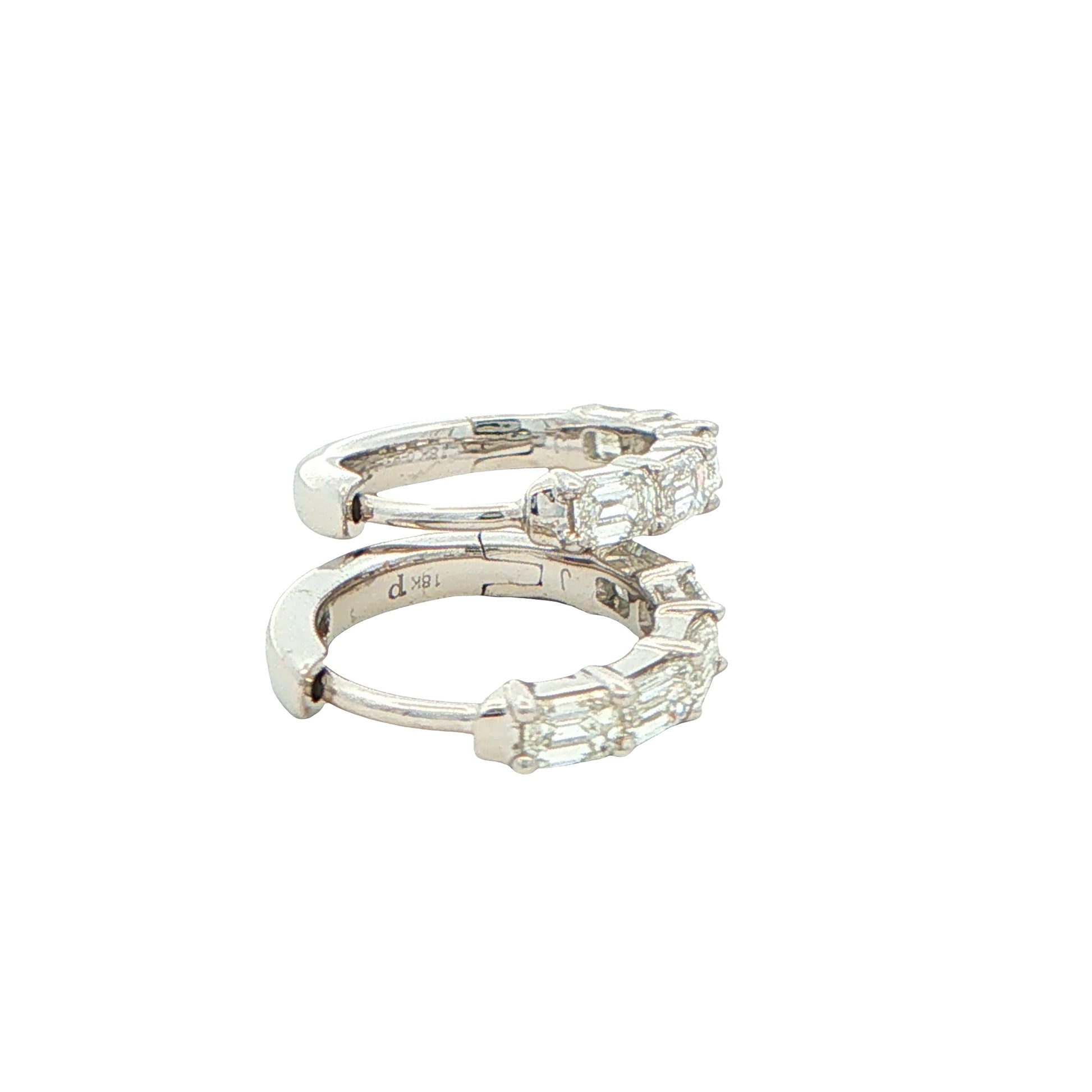 Emerald Cut Diamond Hoop Earrings - 0.93cts Gardiner Brothers