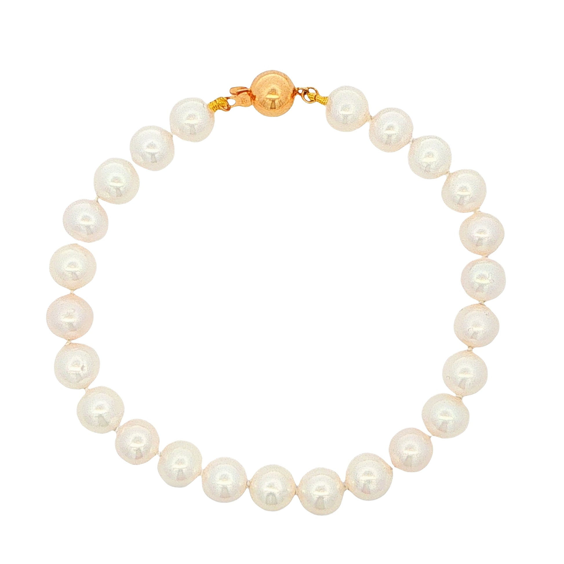 Yellow Gold Akoya String of Pearl Bracelet : 6-6.5mm Gardiner Brothers