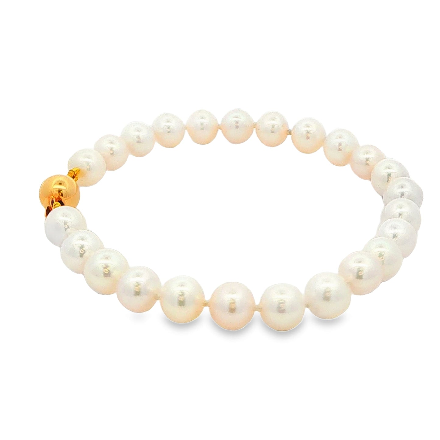 Yellow Gold Akoya String of Pearl Bracelet : 6-6.5mm Gardiner Brothers