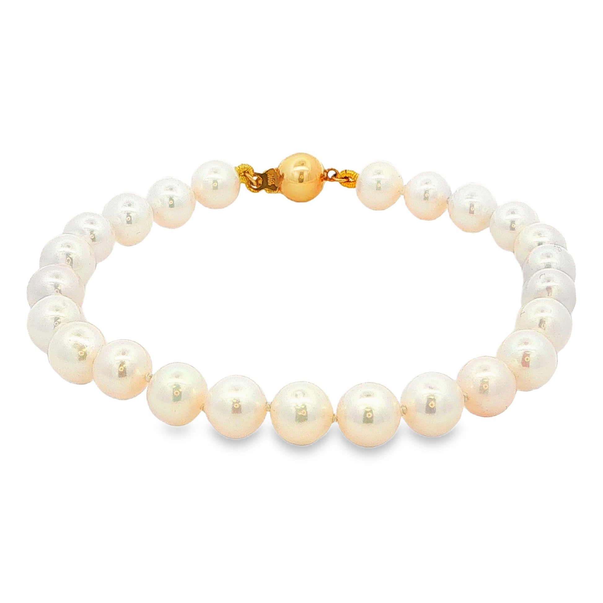 Yellow Gold Akoya String of Pearl Bracelet : 6-6.5mm Gardiner Brothers