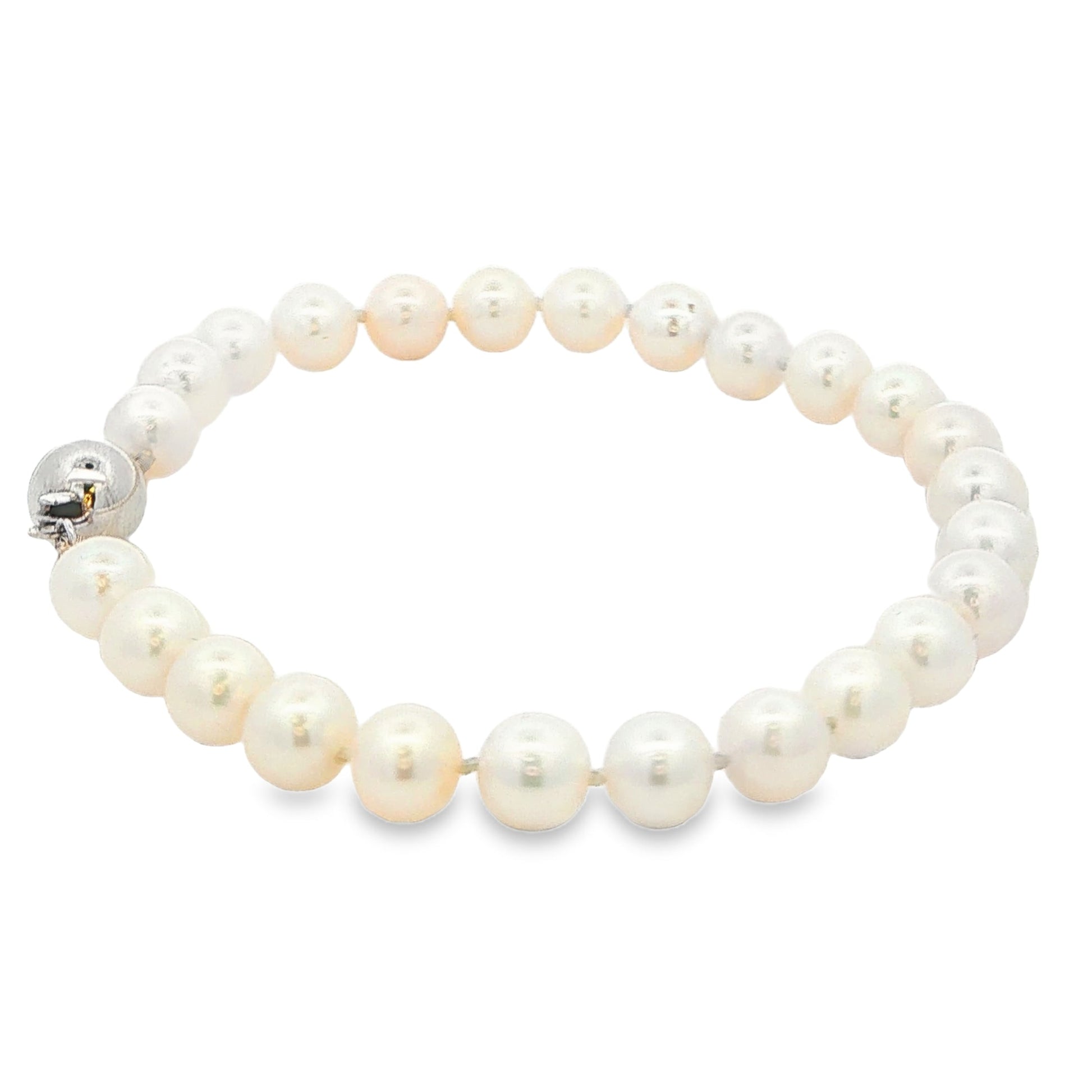 White Gold Akoya String of Pearl Bracelet : 6-6.5mm Gardiner Brothers