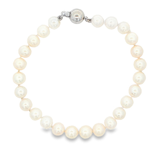 White Gold Akoya String of Pearl Bracelet : 6-6.5mm