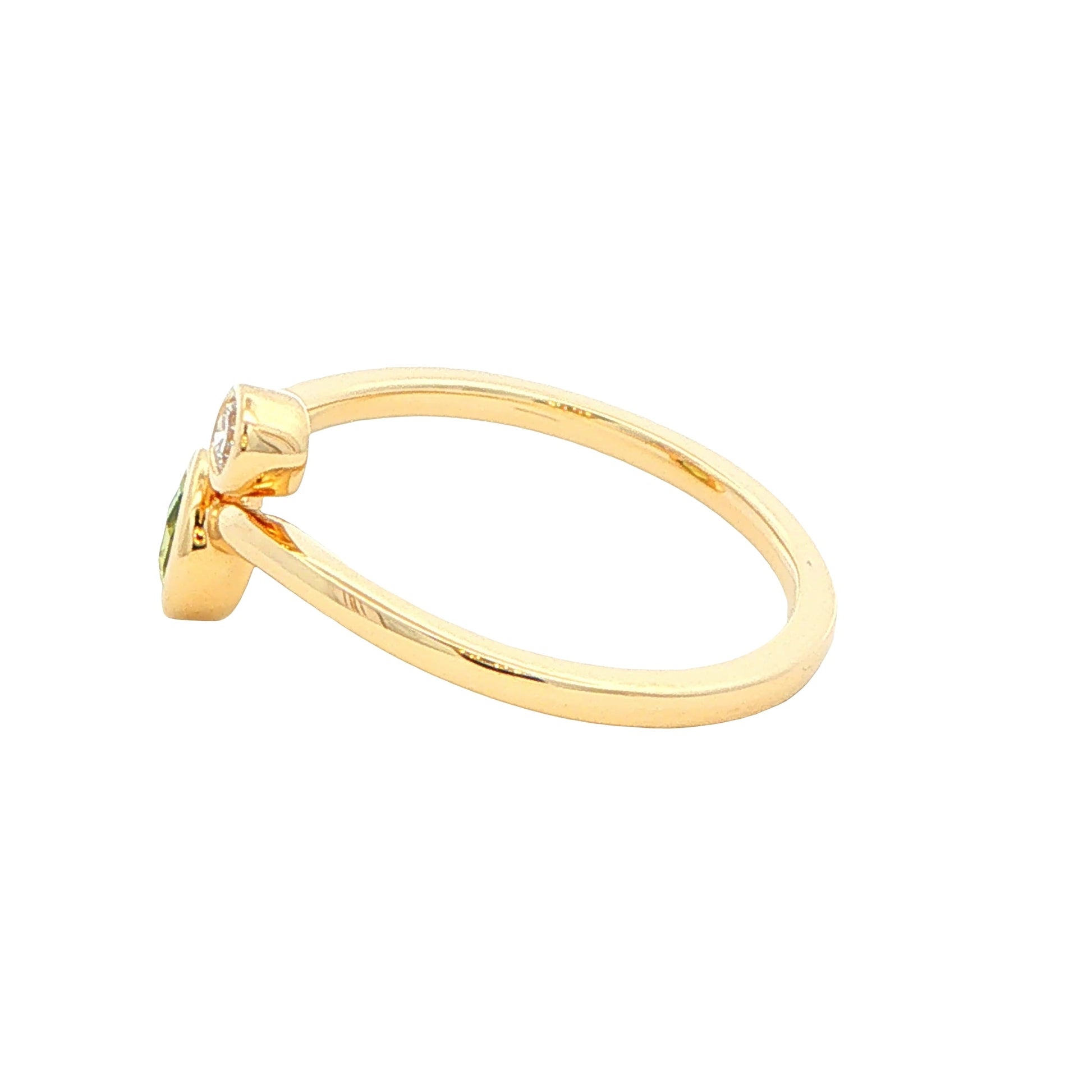 Yellow Gold Peridot and Diamond 2 Stone Ring Gardiner Brothers