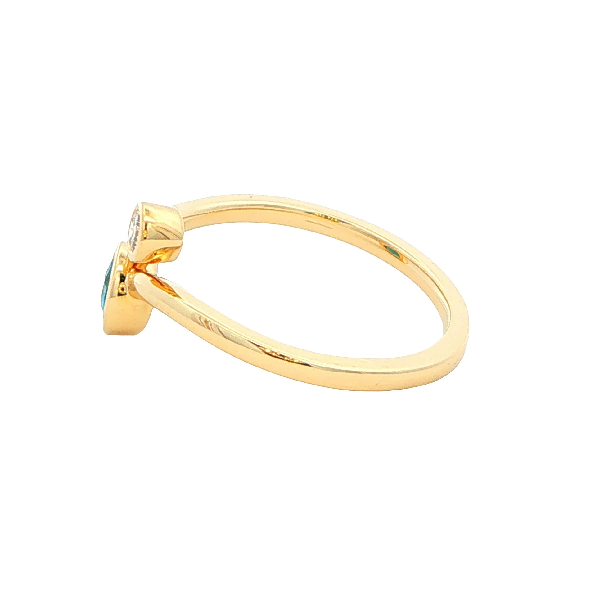 Yellow Gold London Blue Topaz and Diamond 2 Stone Ring Gardiner Brothers