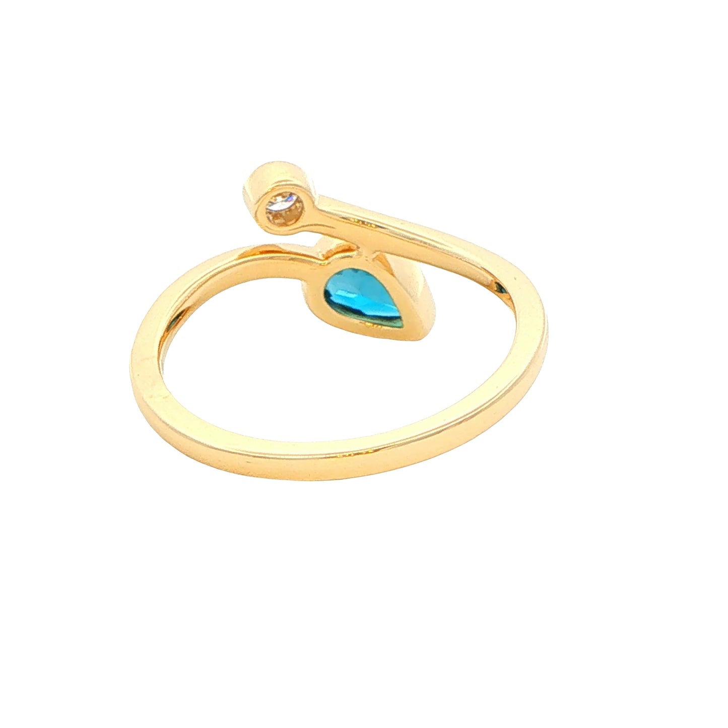 Yellow Gold London Blue Topaz and Diamond 2 Stone Ring Gardiner Brothers