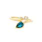 Yellow Gold London Blue Topaz and Diamond 2 Stone Ring Gardiner Brothers