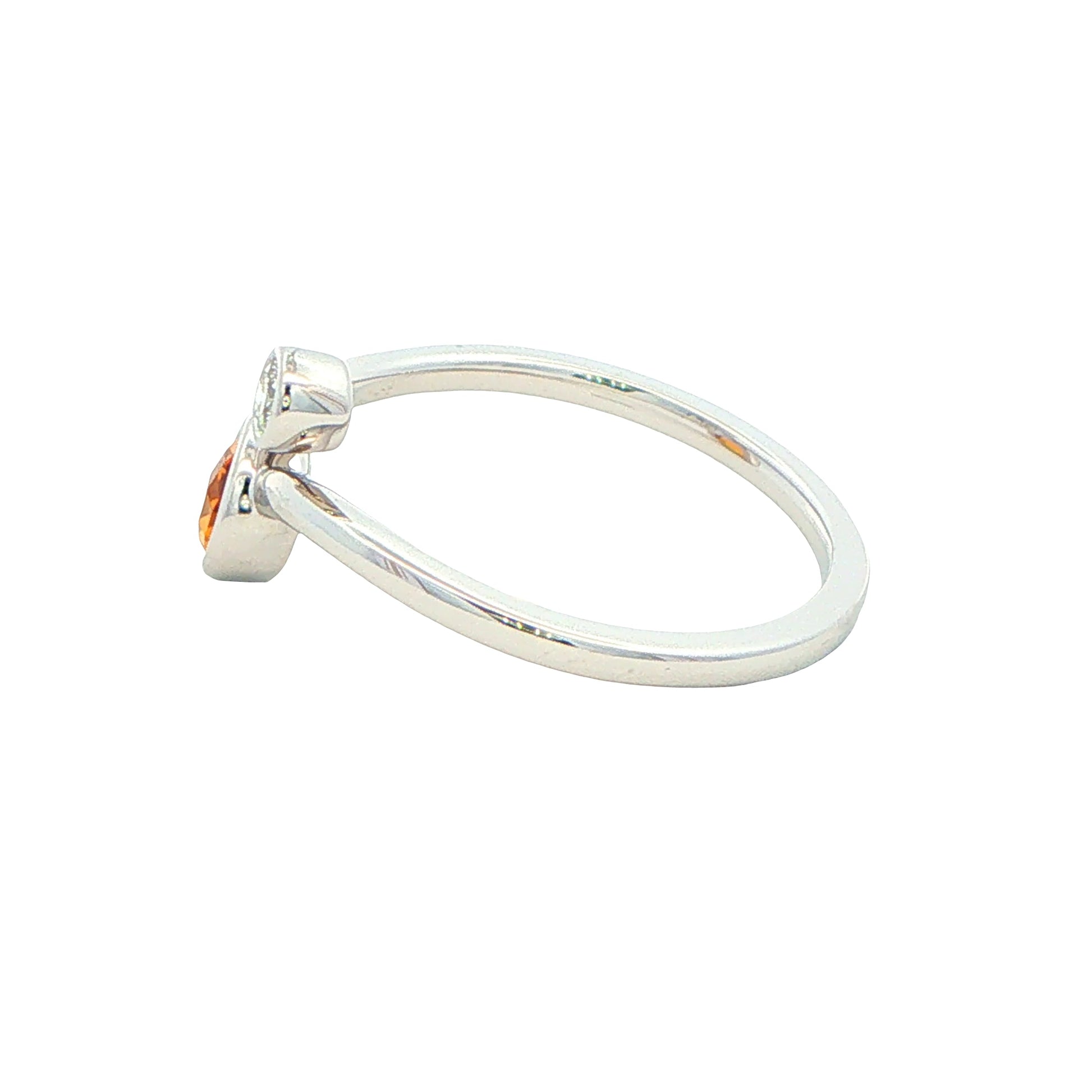 White Gold Citrine and Diamond 2 Stone Ring Gardiner Brothers