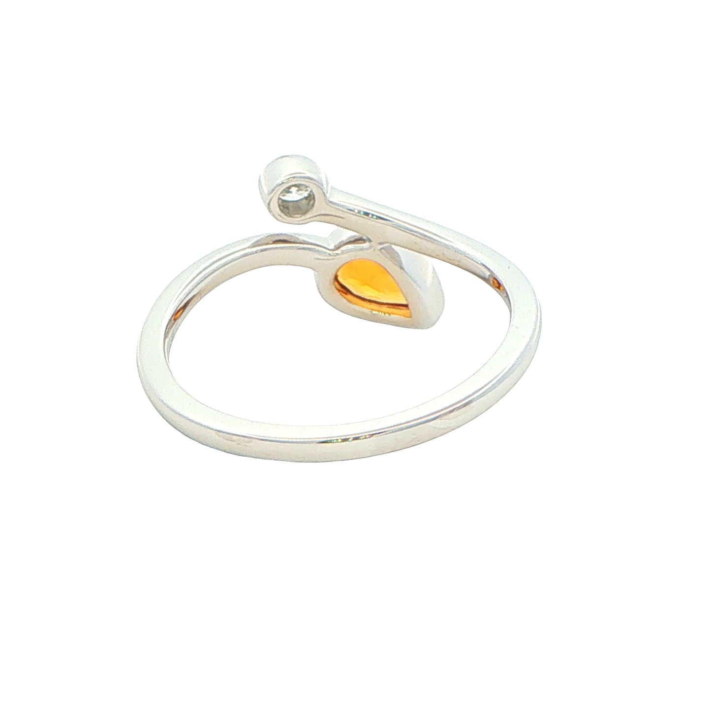 White Gold Citrine and Diamond 2 Stone Ring Gardiner Brothers