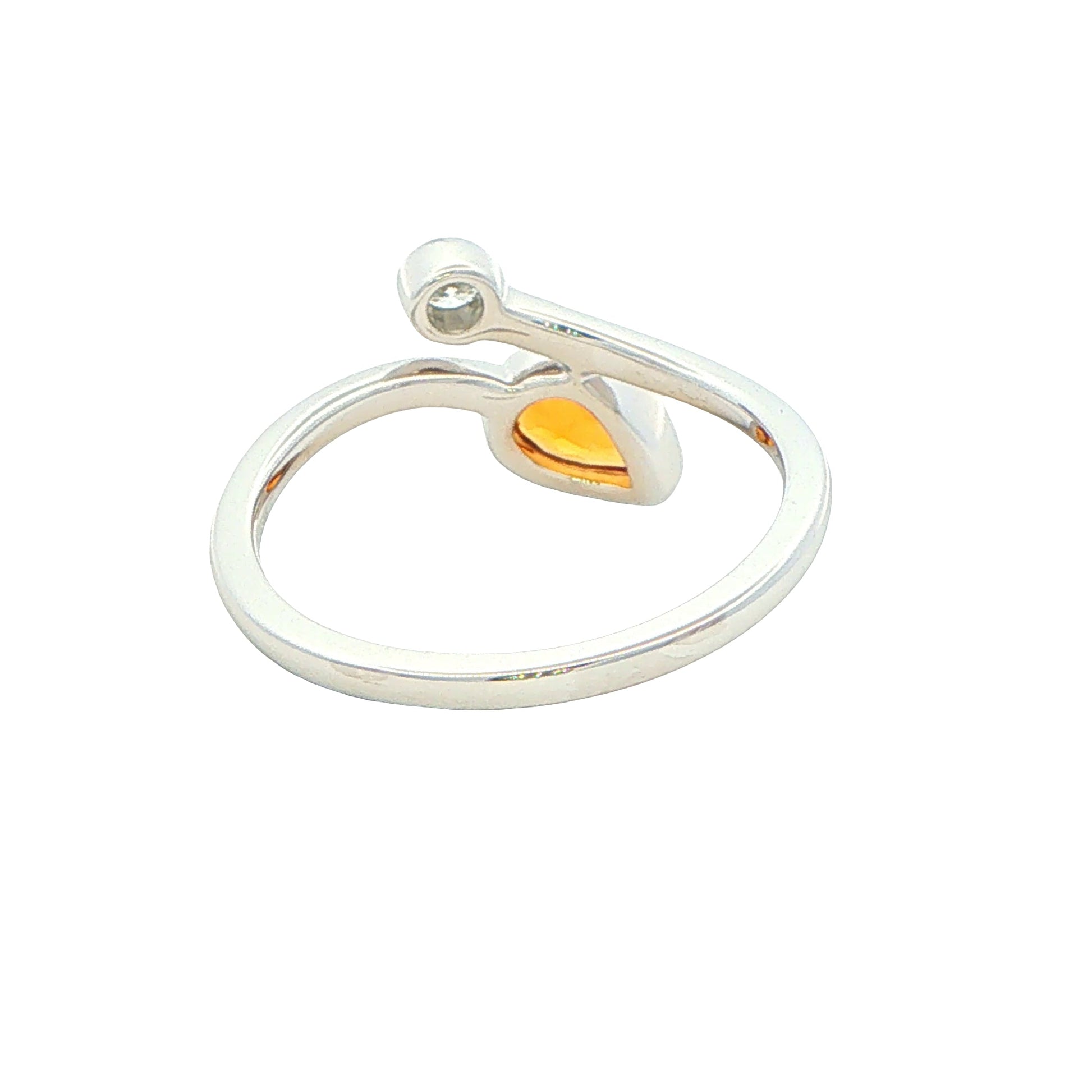 White Gold Citrine and Diamond 2 Stone Ring Gardiner Brothers