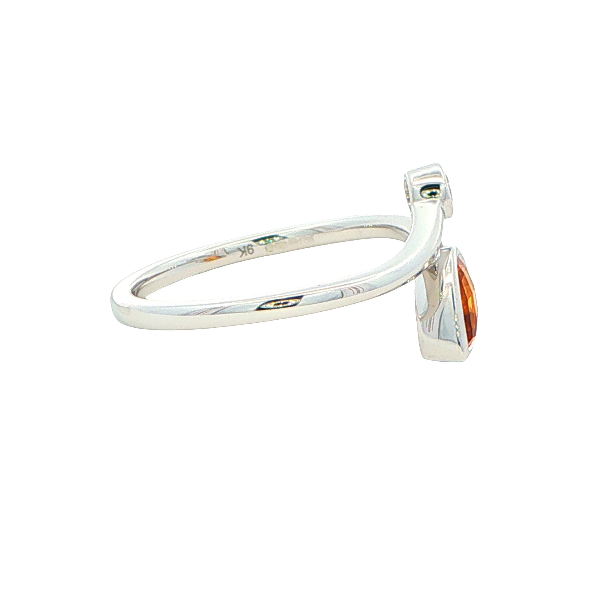 White Gold Citrine and Diamond 2 Stone Ring Gardiner Brothers
