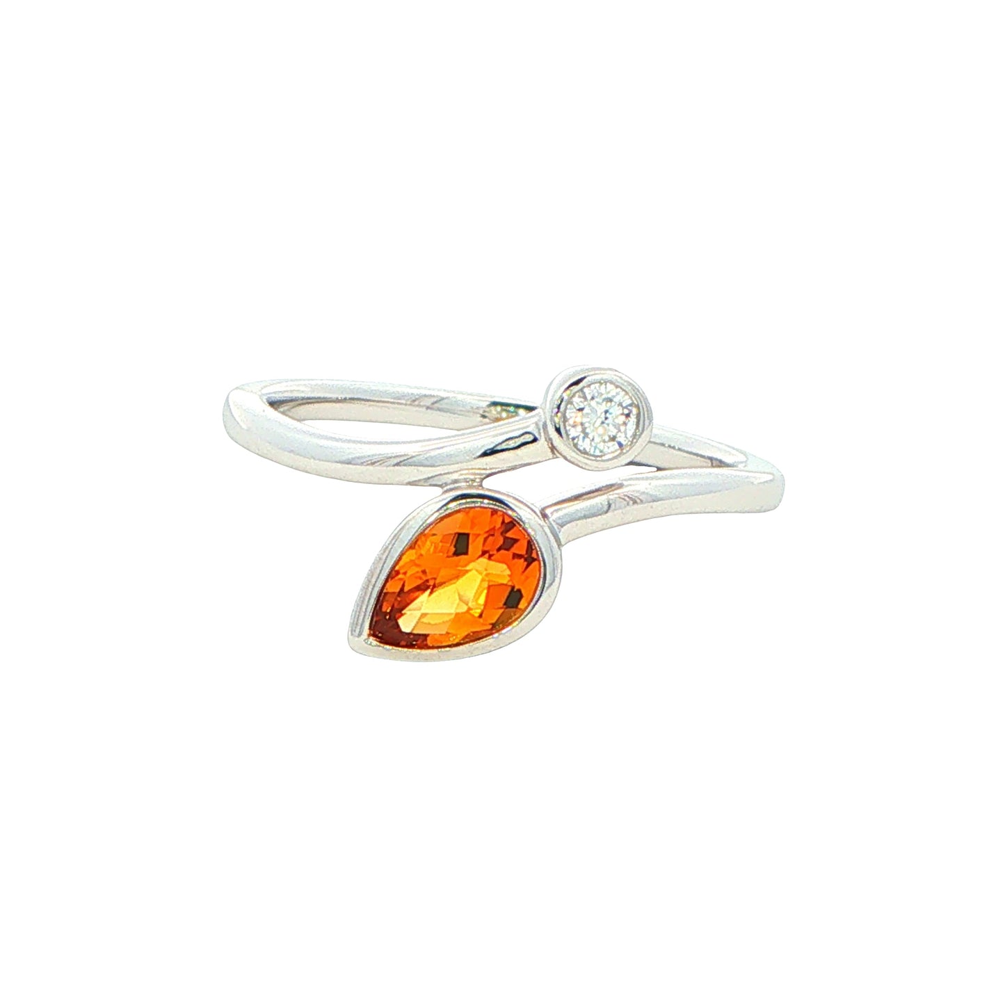 White Gold Citrine and Diamond 2 Stone Ring Gardiner Brothers