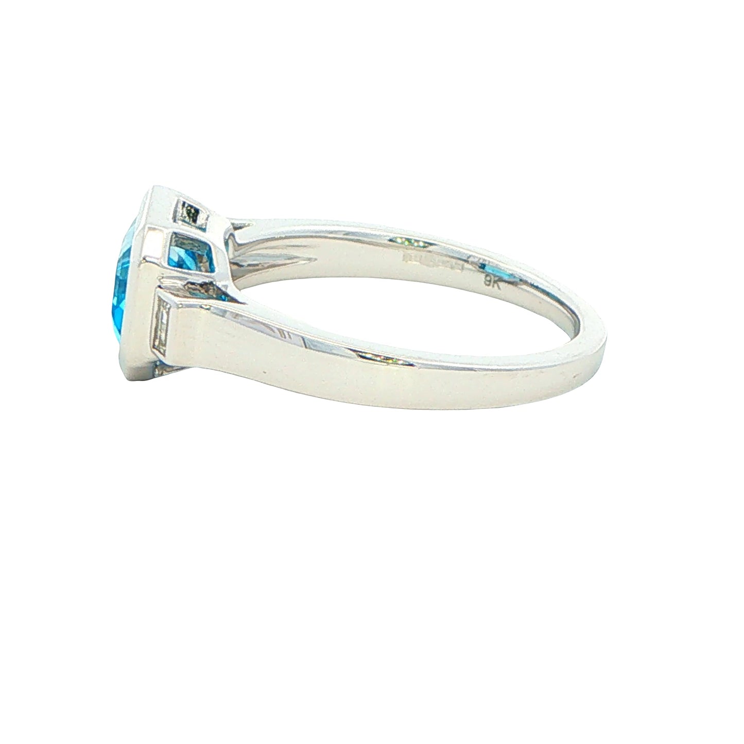 White Gold Topaz and Baguette Diamond Dress Ring Gardiner Brothers