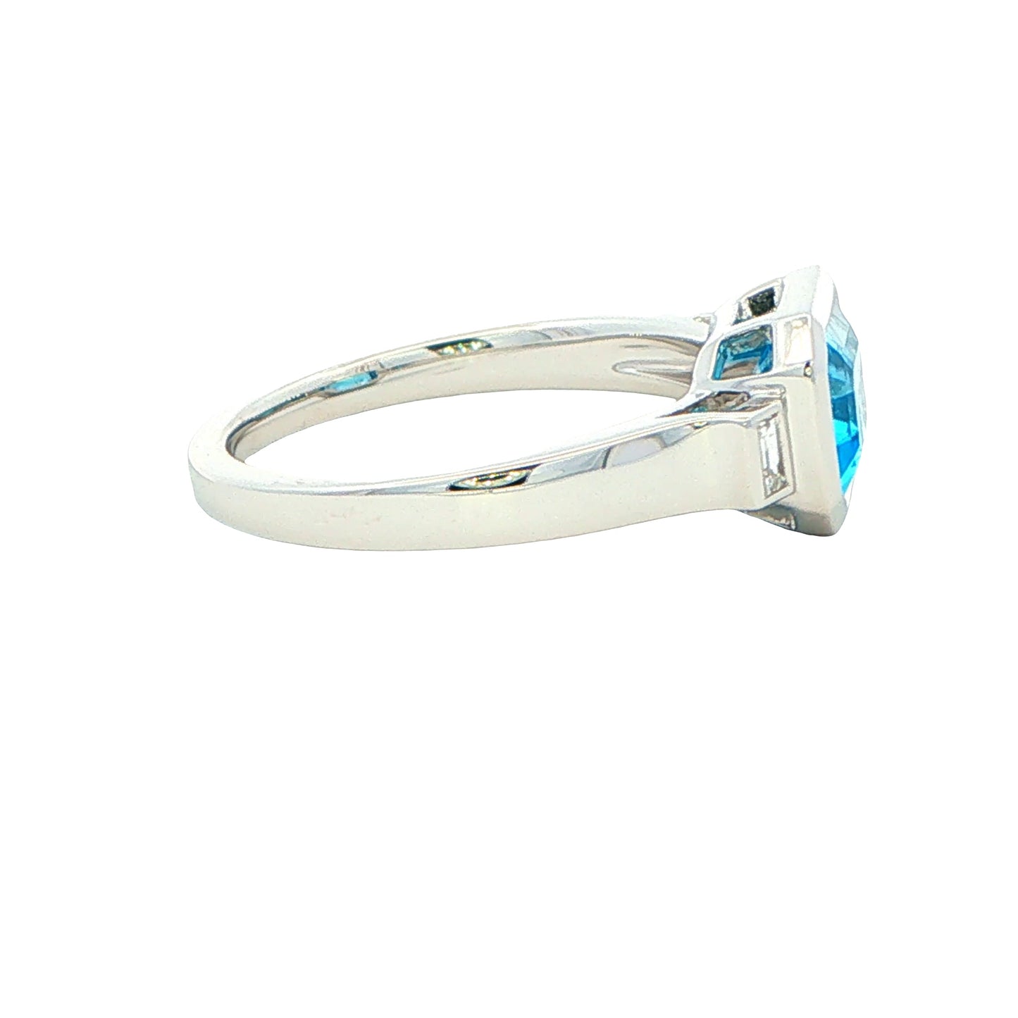 White Gold Topaz and Baguette Diamond Dress Ring Gardiner Brothers