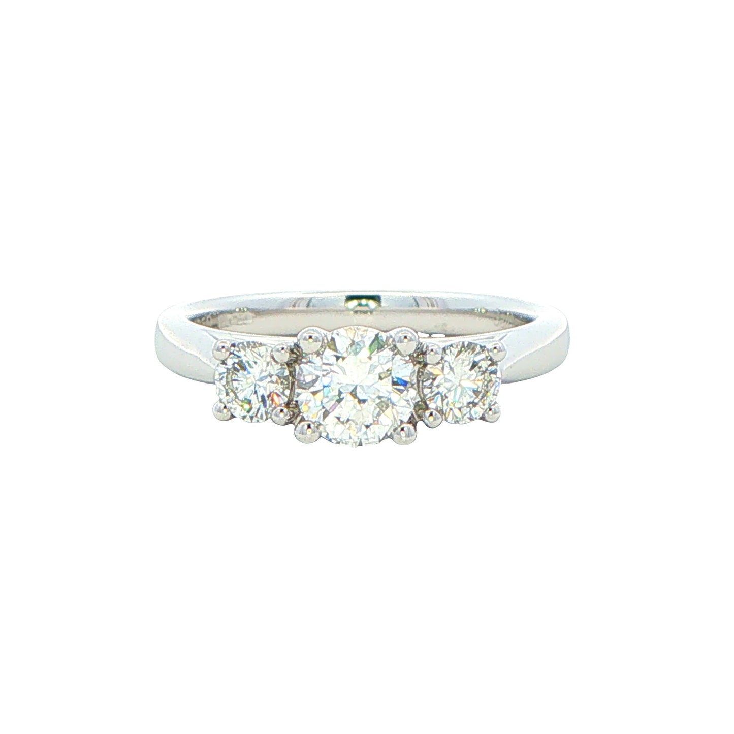Platinum Round brilliant cut diamond 3 stone ring - 0.84cts Gardiner Brothers