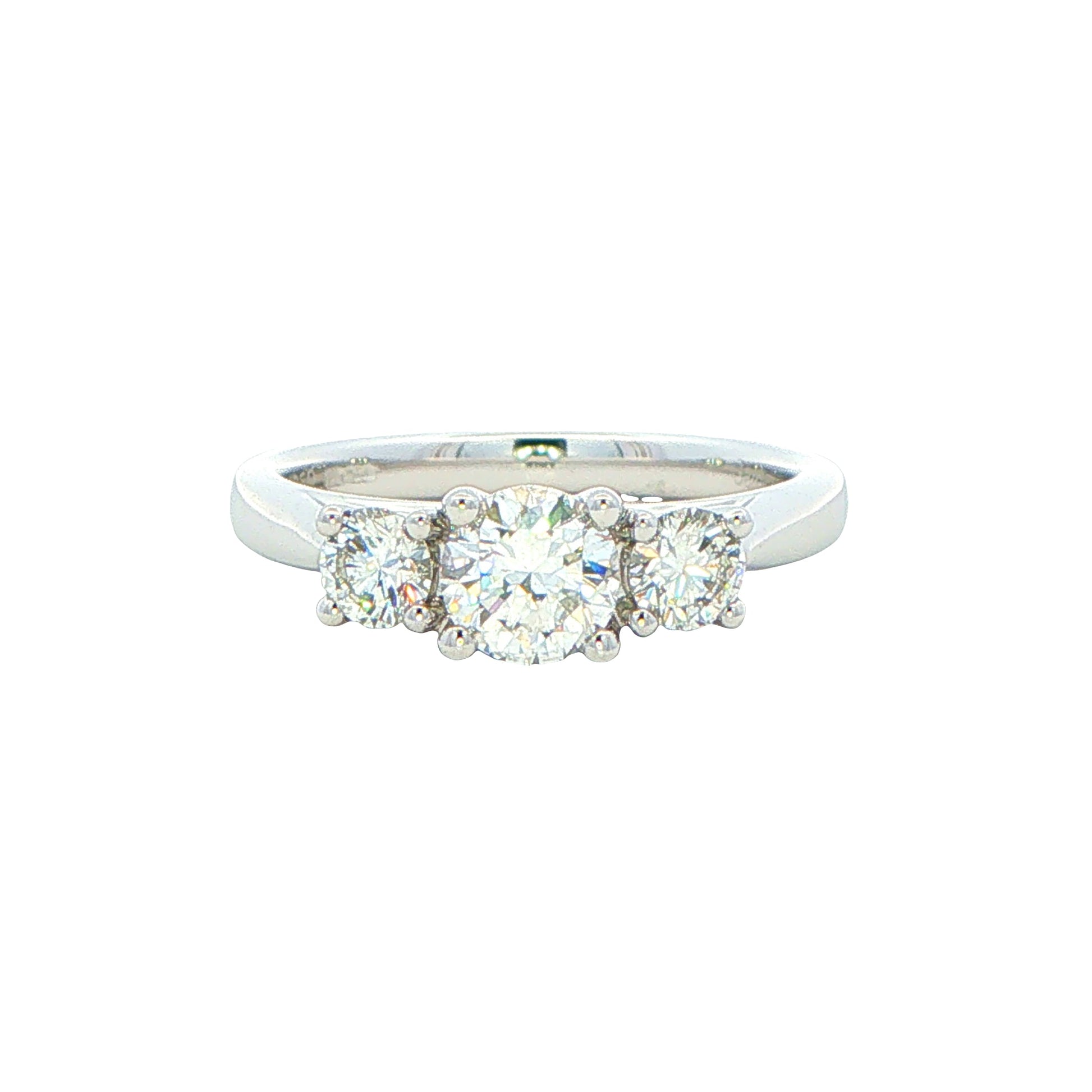 Platinum Round brilliant cut diamond 3 stone ring - 0.84cts Gardiner Brothers