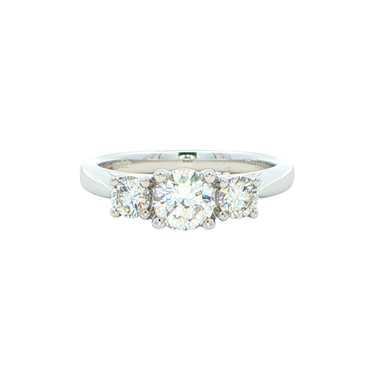 Platinum Round brilliant cut diamond 3 stone ring - 0.84cts Gardiner Brothers