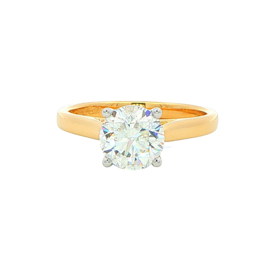 Yellow Gold Round Brilliant Cut Diamond Solitaire Ring - 1.50cts Gardiner Brothers