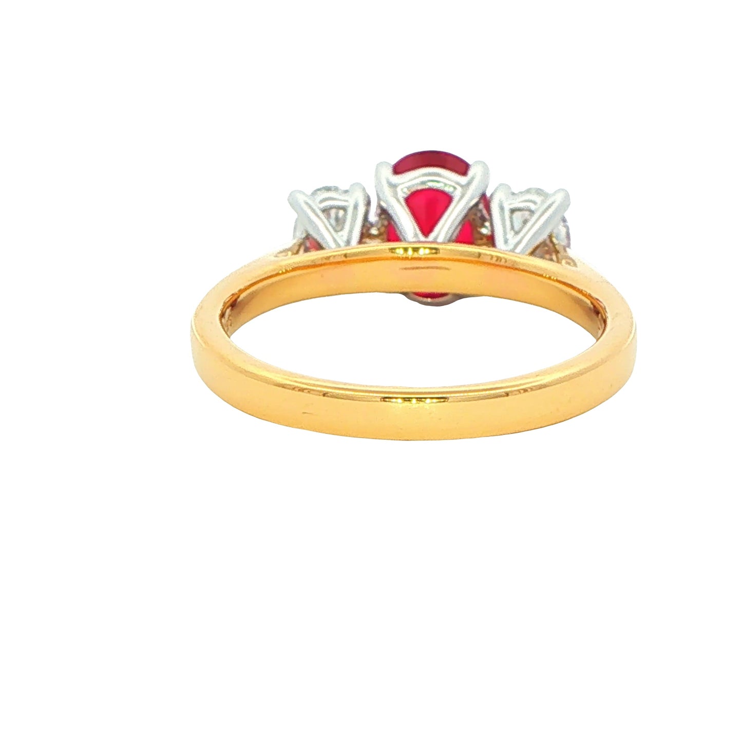 Oval Shaped Ruby and Oval Diamond 3 Stone Ring Gardiner Brothers