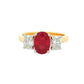Oval Shaped Ruby and Oval Diamond 3 Stone Ring Gardiner Brothers
