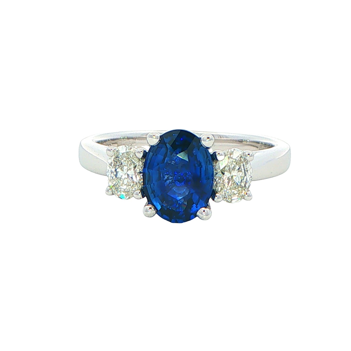 Sapphire and Diamond Oval Shaped 3 Stone Gardiner Brothers