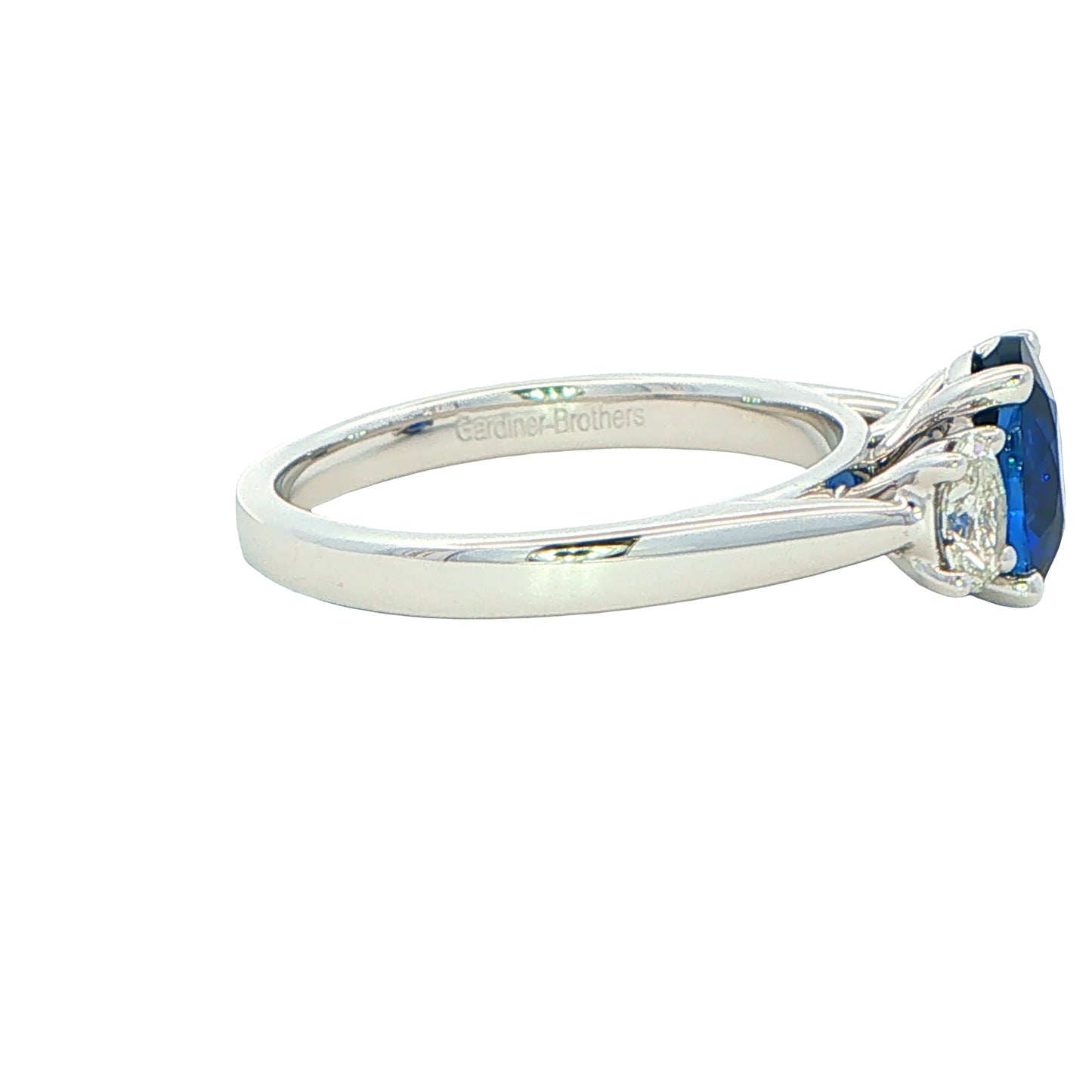 Sapphire and Diamond Oval Shaped 3 Stone Gardiner Brothers