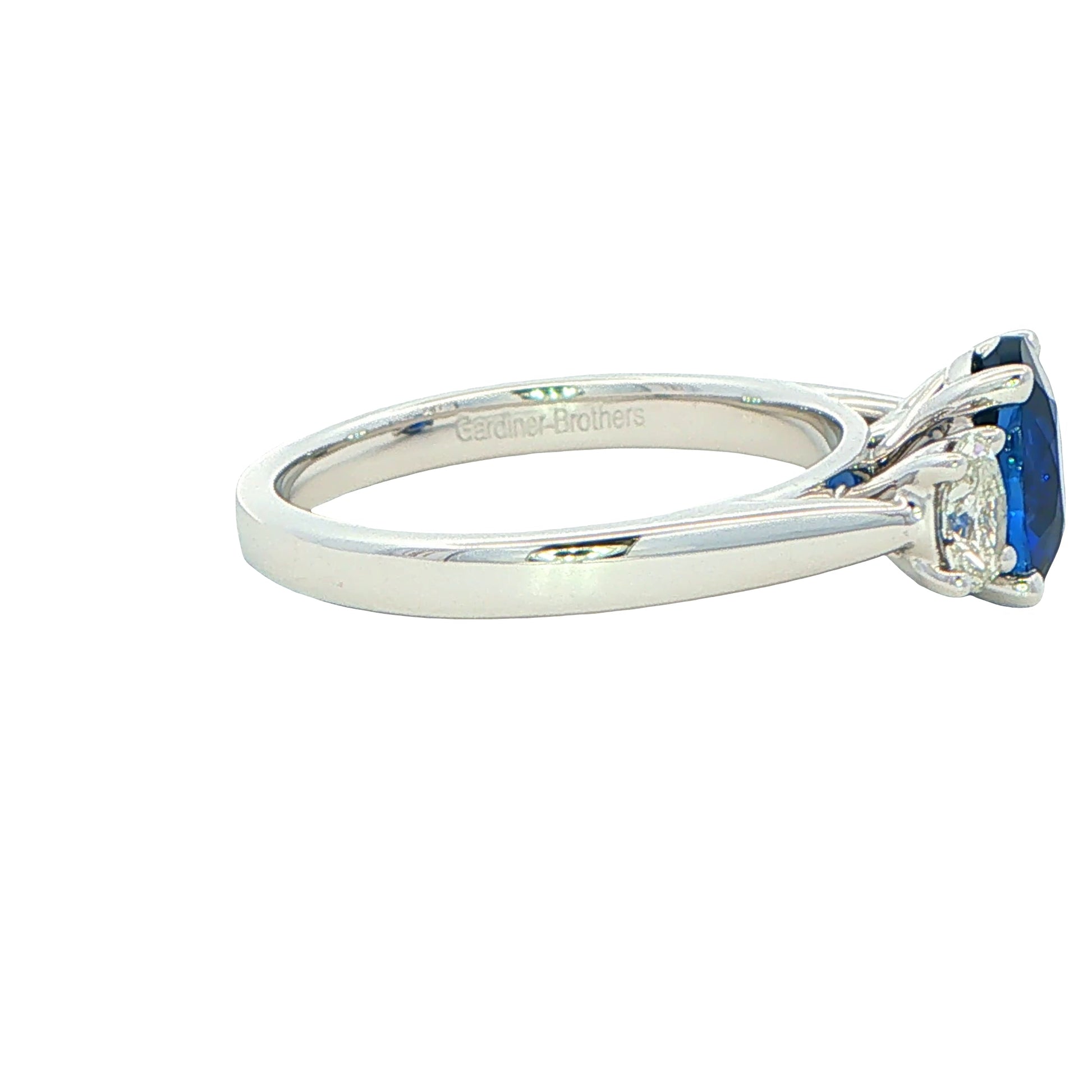 Sapphire and Diamond Oval Shaped 3 Stone Gardiner Brothers