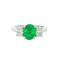 Oval Shaped emerald and oval diamond 3 stone ring Gardiner Brothers