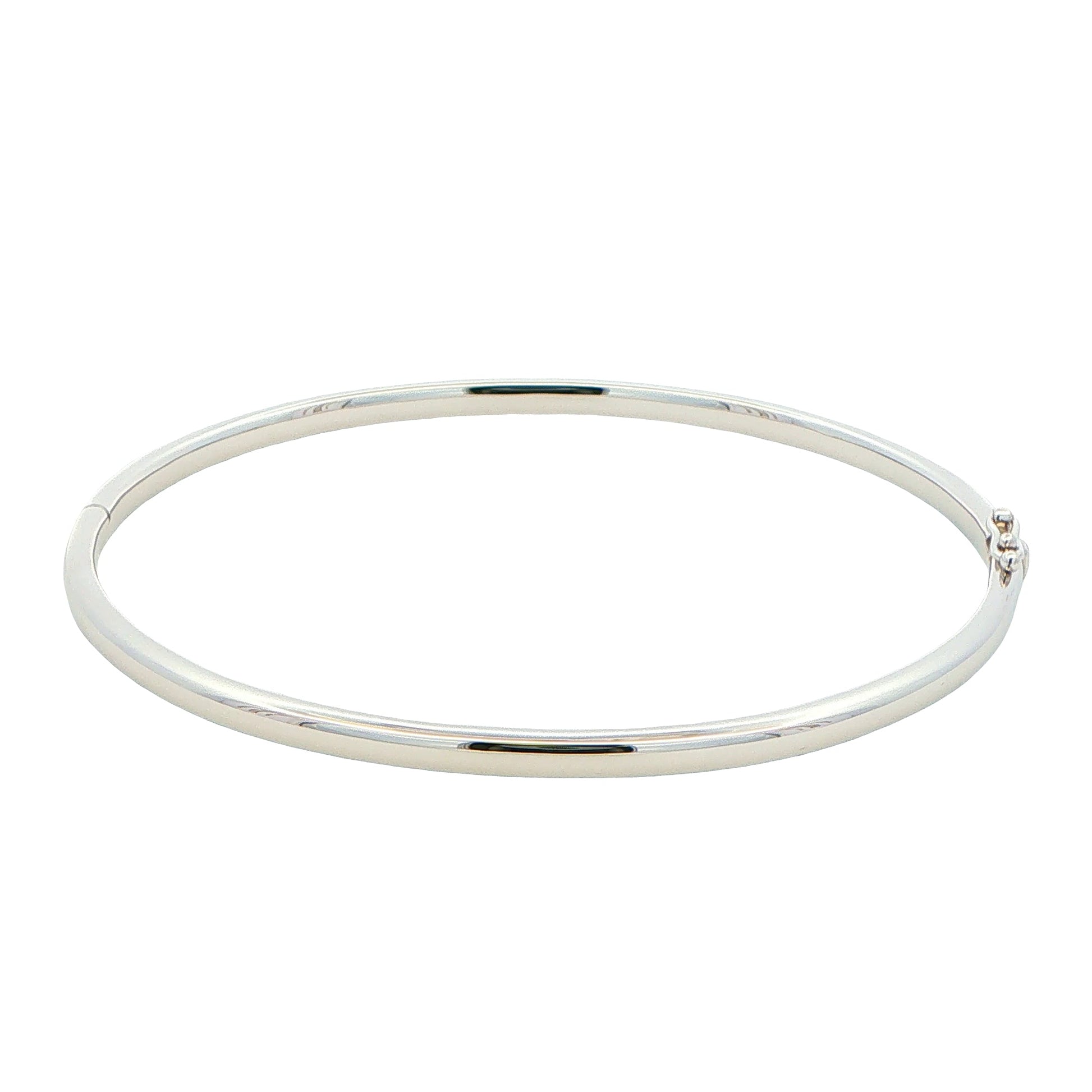 Silver 3mm Solid Bangle with a Court profile Gardiner Brothers