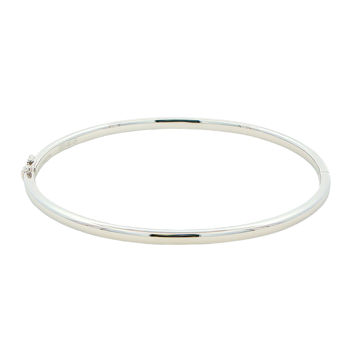Silver 3mm Solid Bangle with a Court profile Gardiner Brothers
