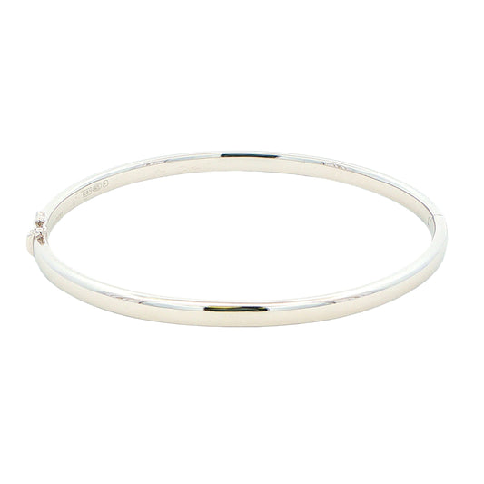 Silver 4mm Solid Bangle with a Court profile