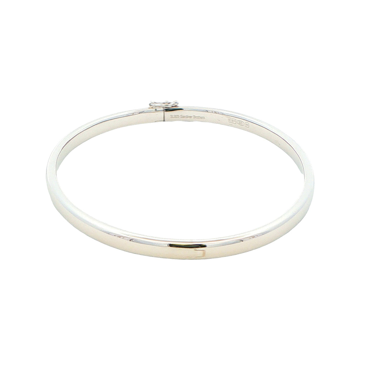 Silver 4mm Solid Bangle with a Court profile Gardiner Brothers