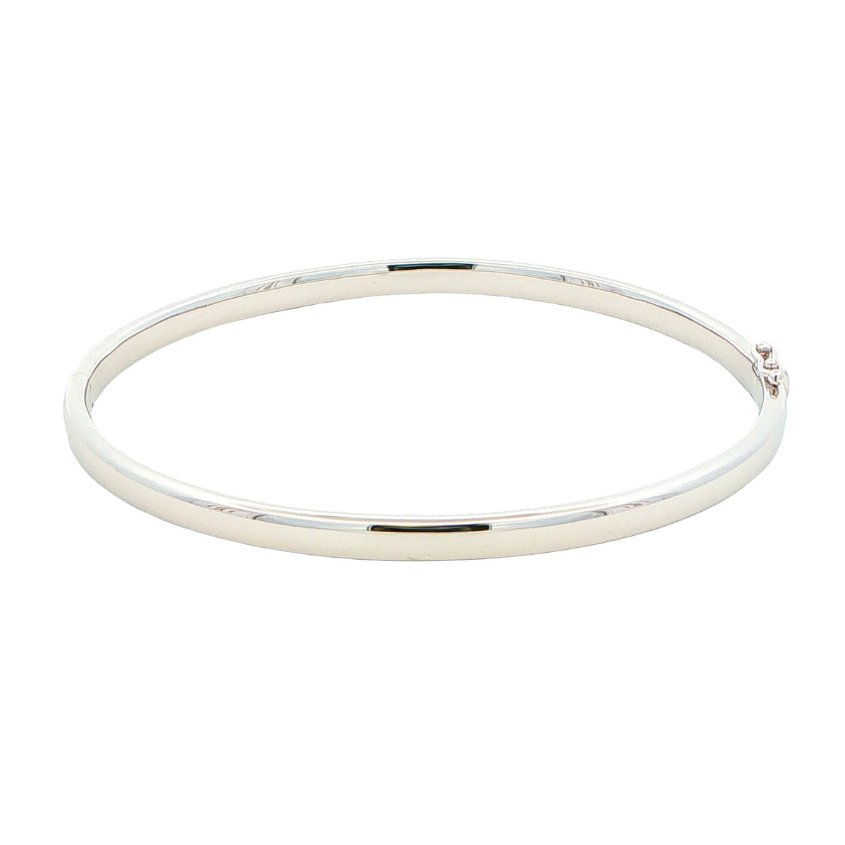 Silver 4mm Solid Bangle with a Court profile Gardiner Brothers