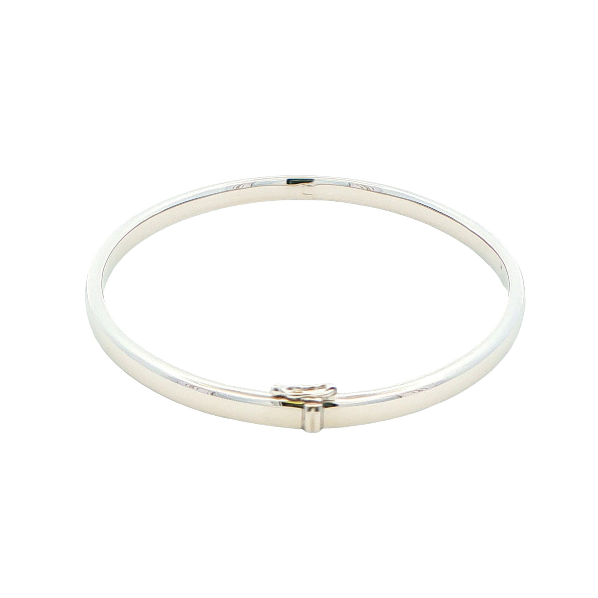Silver 4mm Solid Bangle with a Court profile Gardiner Brothers