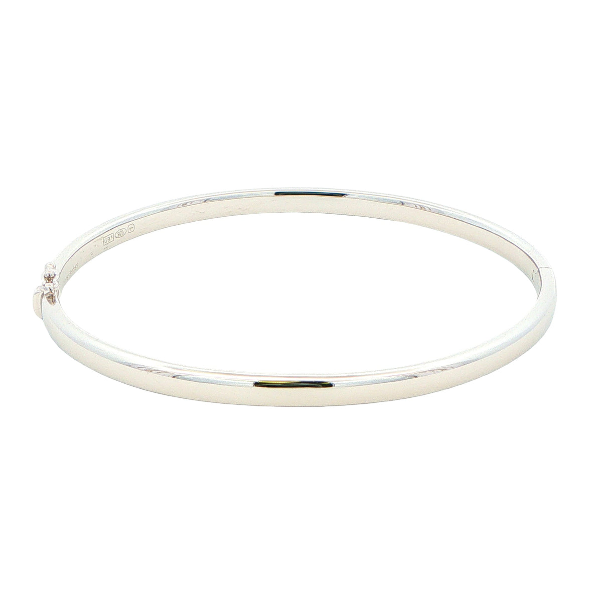 Silver 4mm Solid Bangle with a Court profile Gardiner Brothers