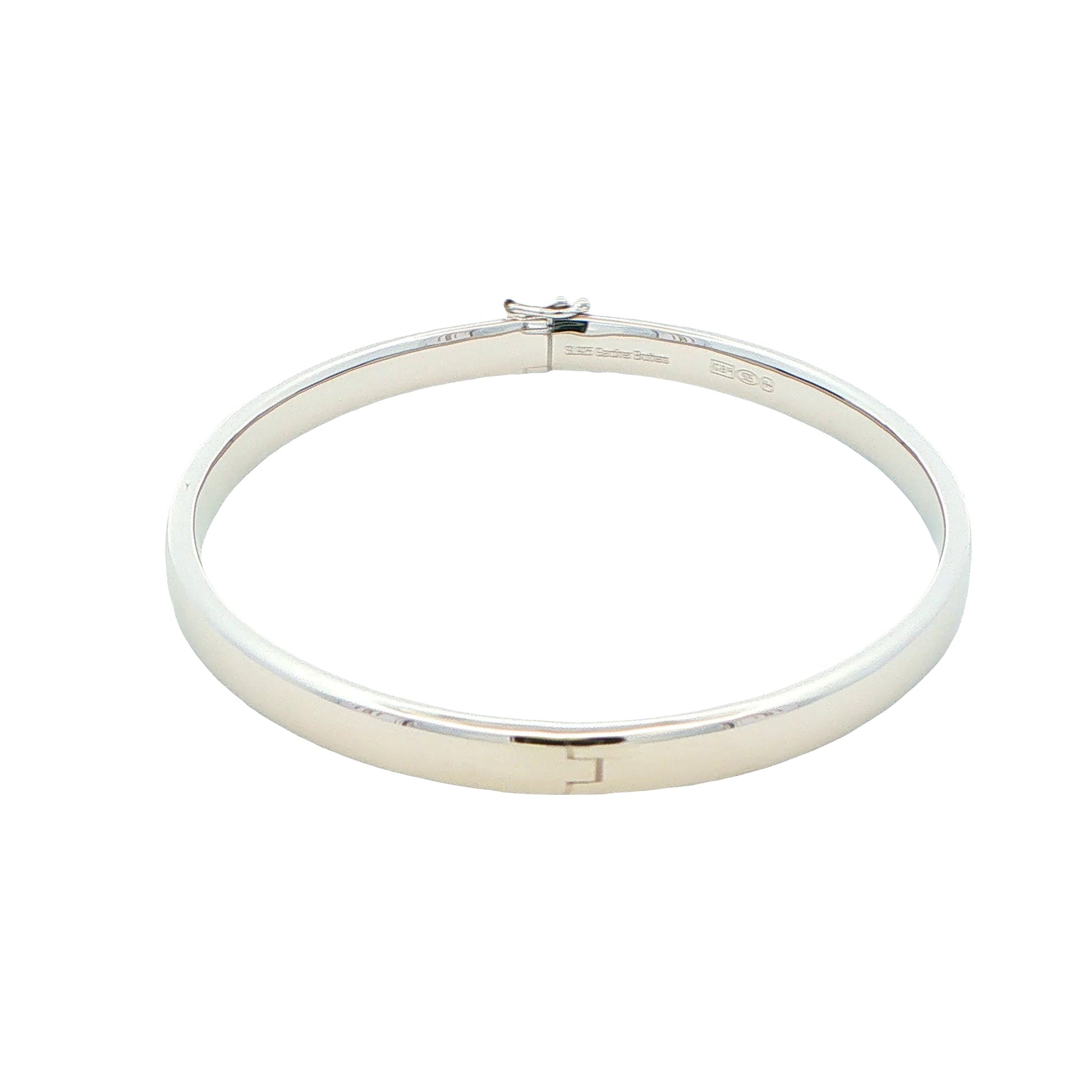 Silver 5mm Solid Bangle with a Court profile Gardiner Brothers