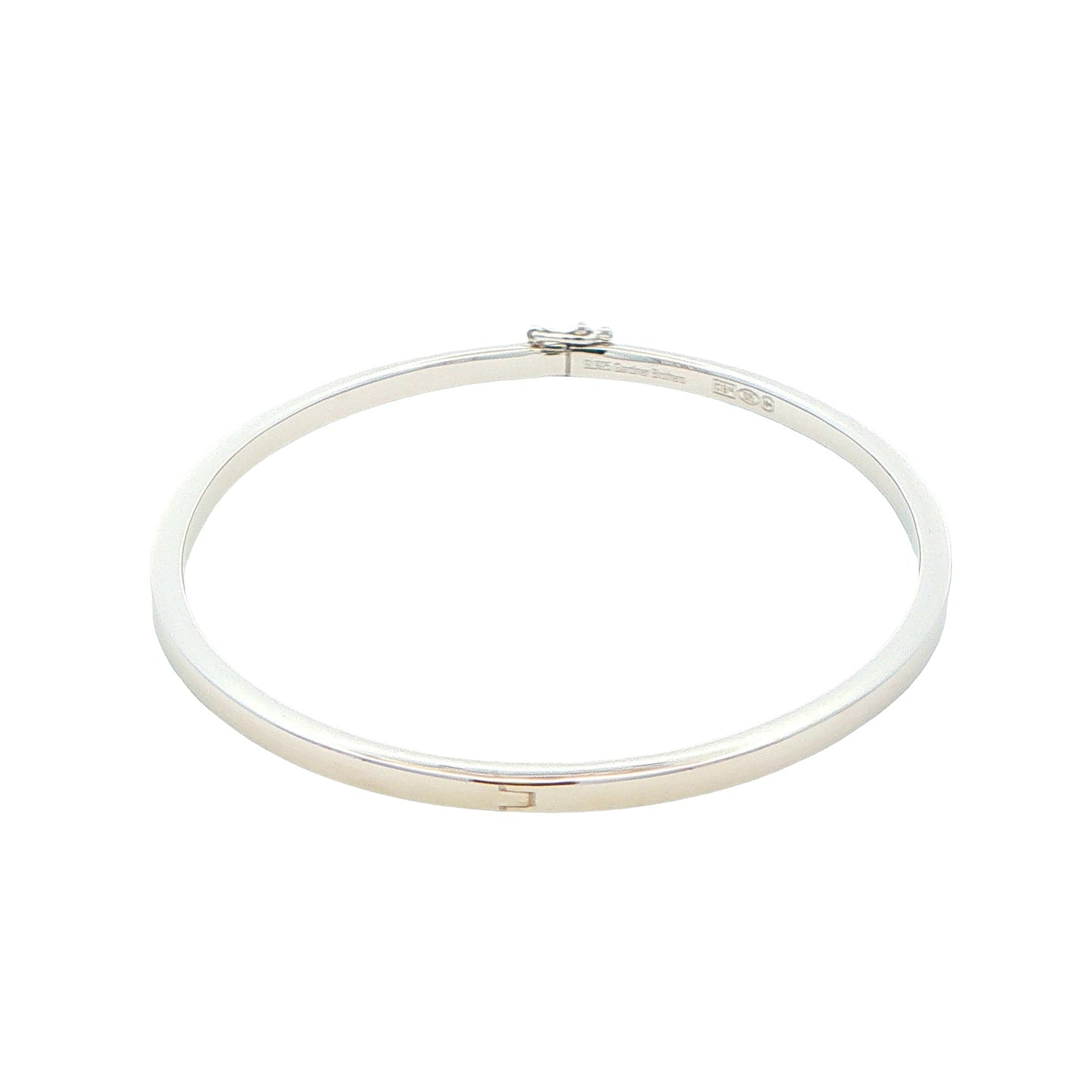 Silver 3mm Solid bangle in a flat profile with rounded edges