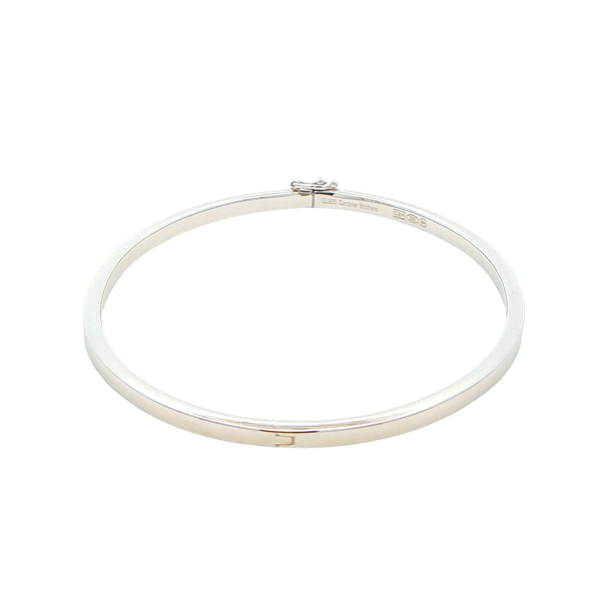 Silver 3mm Solid bangle in a flat profile with rounded edges Gardiner Brothers