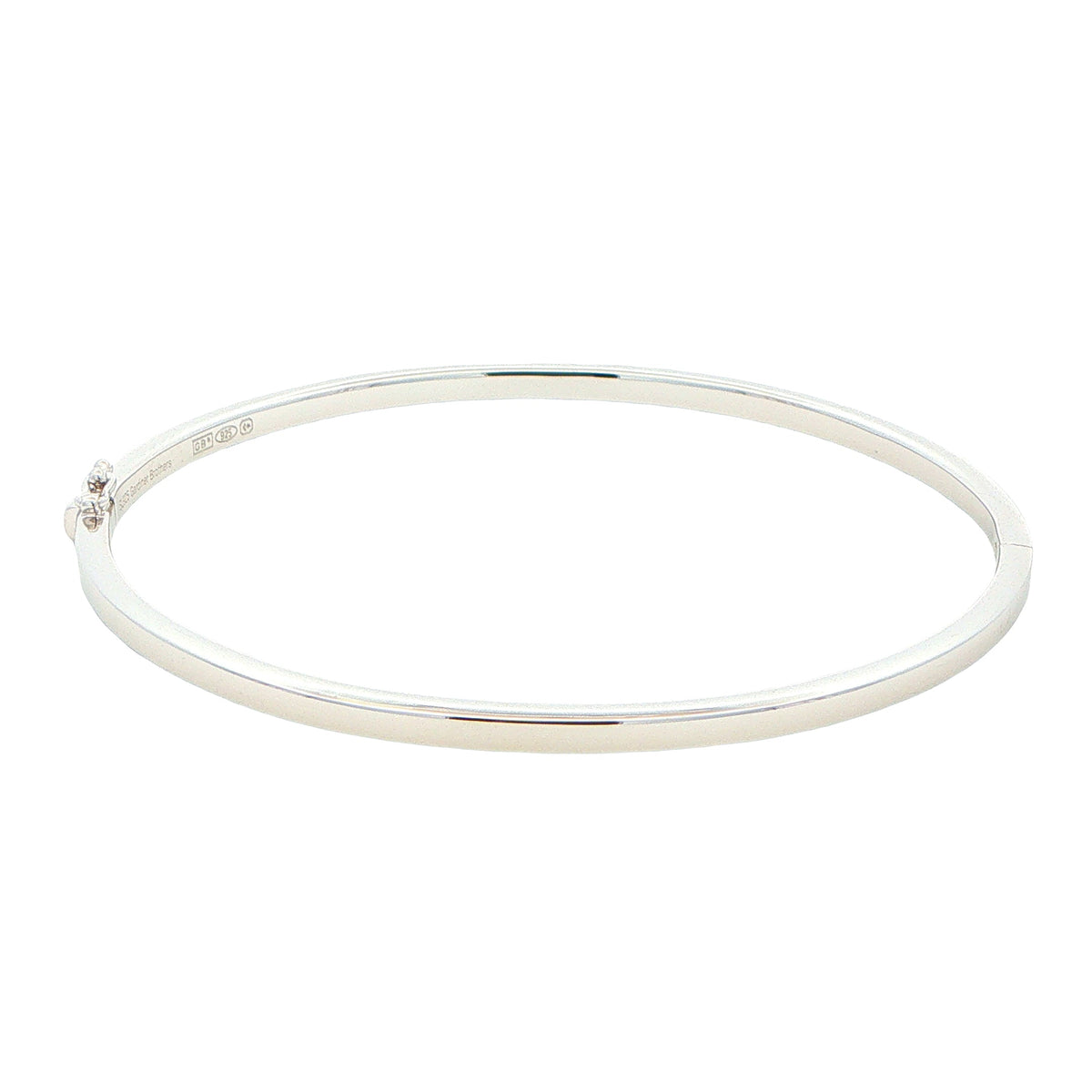 Silver 3mm Solid bangle in a flat profile with rounded edges Gardiner Brothers
