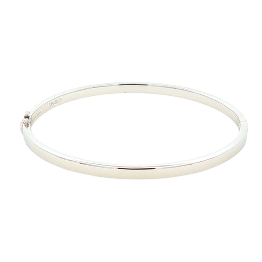 Silver 4mm Solid bangle in a flat profile with rounded edges