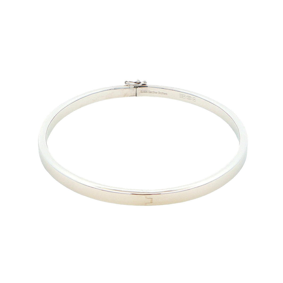 Silver 4mm Solid bangle in a flat profile with rounded edges Gardiner Brothers