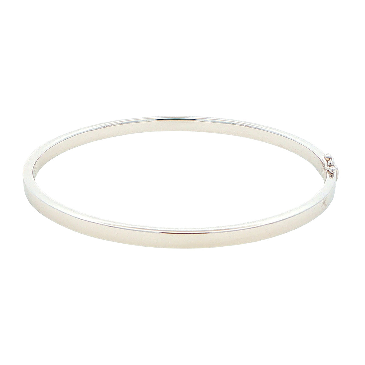 Silver 4mm Solid bangle in a flat profile with rounded edges Gardiner Brothers