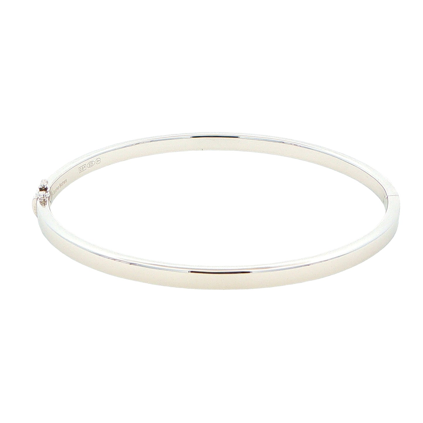 Silver 4mm Solid bangle in a flat profile with rounded edges Gardiner Brothers